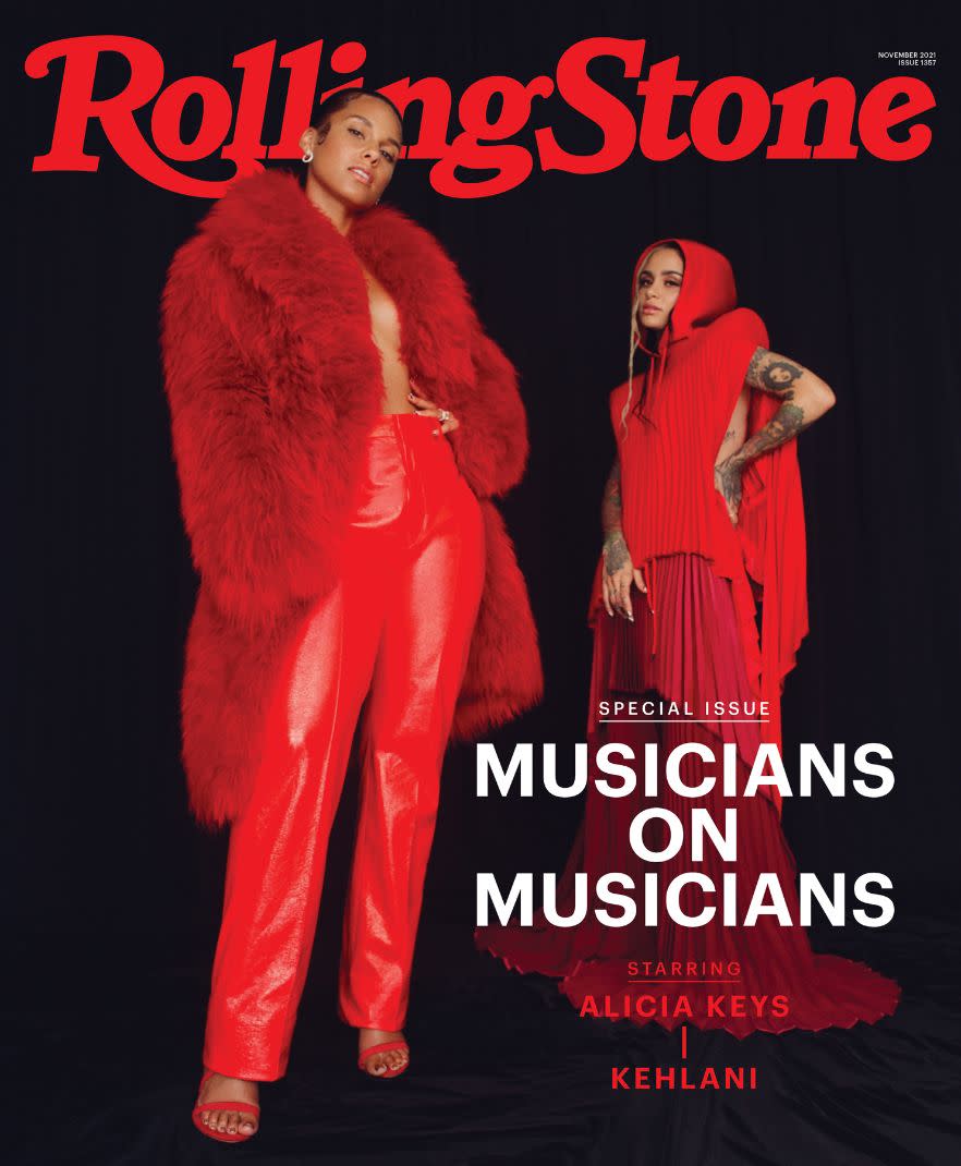 Alicia Keys (L) and Kehlani pose for ‘Rolling Stone’ Musicians on Musicians cover. - Credit: Kanya Iwana for Rolling Stone