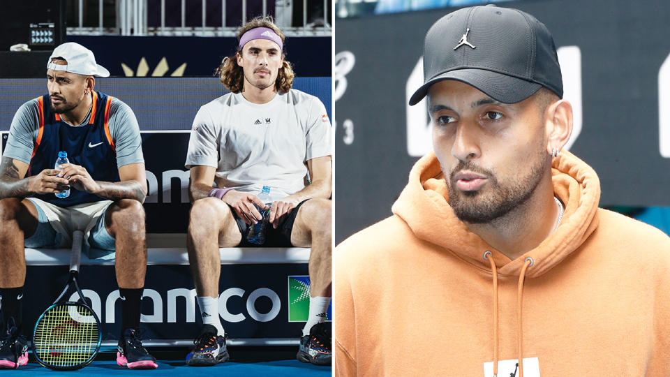 The bad blood between Nick Kyrgios and Stefanos Tsitsipas shows few signs of easing after recent comments from both players. Pic: Getty