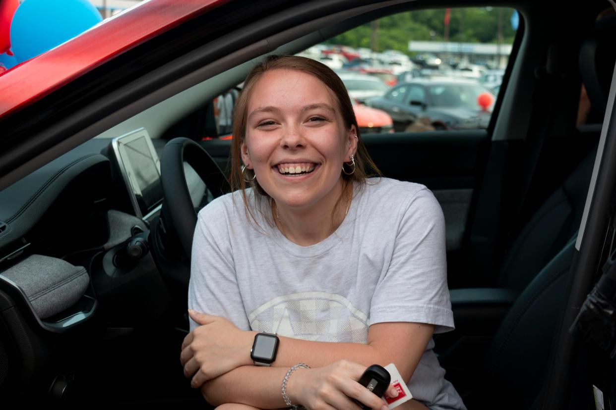 Mallori McKinney, a senior at Culleoka Unit School, won a 2022 Jeep Compass on Saturday, May, 21, 2022, during the Strive to Drive giveaway held in Columbia.