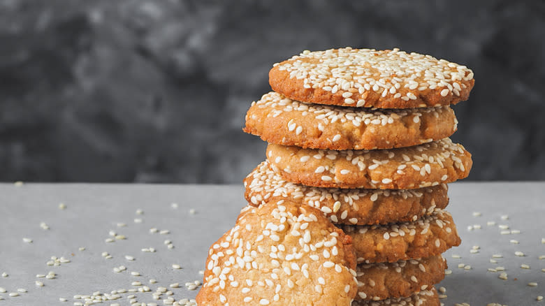 Stacked tahini cookies 