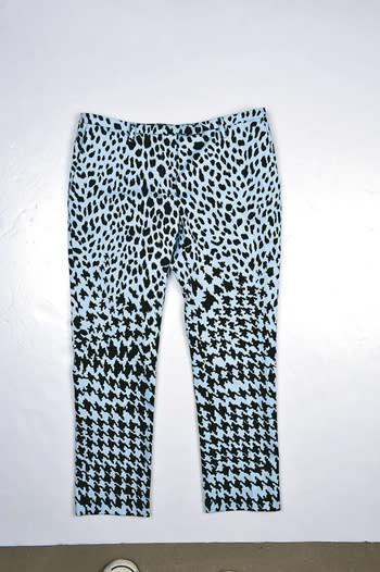 McQ blue leopard printed pants $3,499