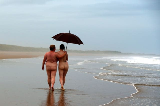 More than 400 strip off for chilly annual skinny dip