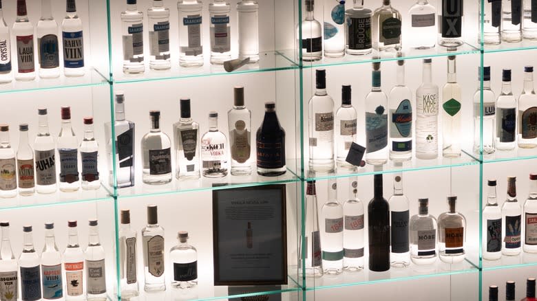 glass vodka shelves