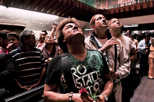 April 15, 2012: Cassandro and colleagues attend Mass at Mexico City's Basilica de Guadalupe.