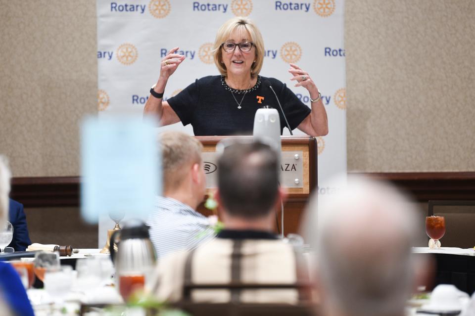 University of Tennessee Chancellor Donde Plowman told Rotary Club of Knoxville that the university will have more than 35,000 students this fall, breaking the record set by last year's enrollment.