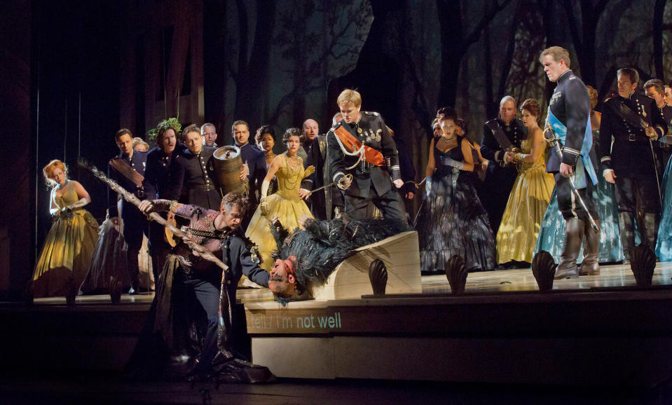 In this Oct. 15, 2012 photo provided by the Metropolitan Opera, the cast performs a scene from Act 2 during a dress rehearsal of Thomas Adès's "The Tempest," at the Metropolitan Opera in New York. (AP Photo/Metropolitan Opera, Ken Howard)