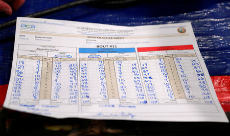 Boxing - Deontay Wilder v Tyson Fury - WBC World Heavyweight Title - Staples Centre, Los Angeles, United States - December 1, 2018 General view of the score sheet after the fight Action Images via Reuters/Andrew Couldridge