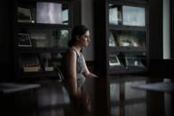 Irina Bucur, staff writer with the Butler Eagle newspaper, pauses during an interview with The Associated Press, Wednesday, July 17, 2024, in Butler, Pa. (AP Photo/Matt Slocum)