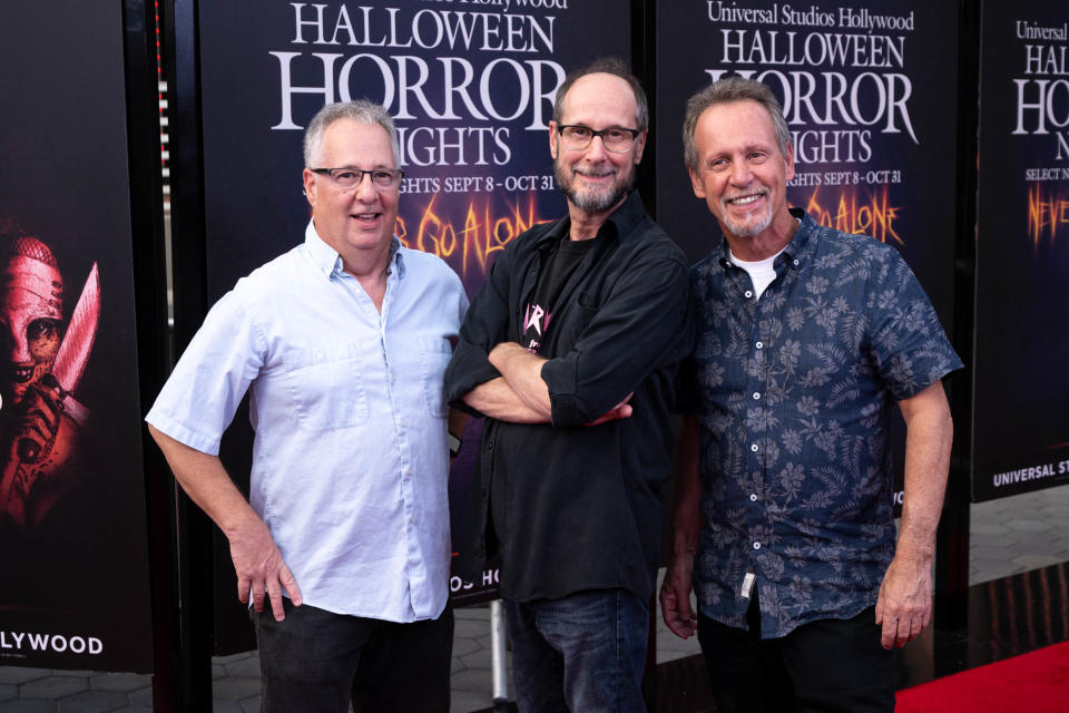 Universal City, CA - September 08:Stephen, Charles and Edward Chiodo on the red carpet for the opening of Hollywood Horror Nights at Universal Studios Hollywood Thursday, September 9, 2022.   (Photo by David Crane/MediaNews Group/Los Angeles Daily News via Getty Images)