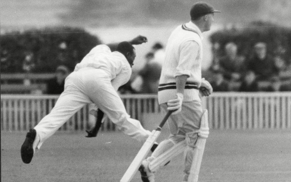 Wes Hall In Action For The West Indies Against Worcestershire