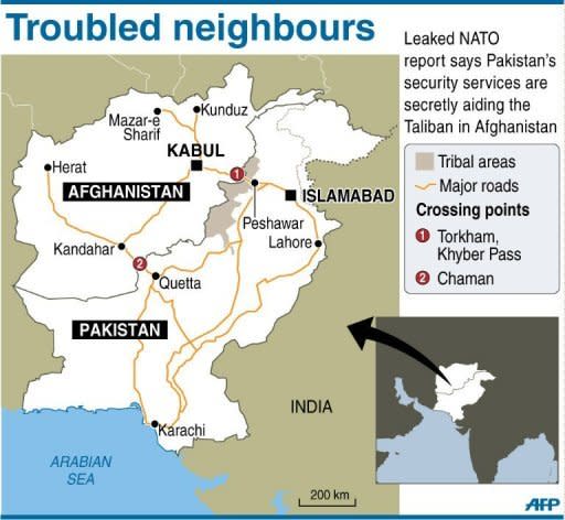 A map showing crossing points on the Afghan-Pakistani border. Pakistan Wednesday rejected accusations that it was secretly supporting Taliban insurgents in Afghanistan, while the Taliban denied plans for peace talks with the Afghan government in Saudi Arabia