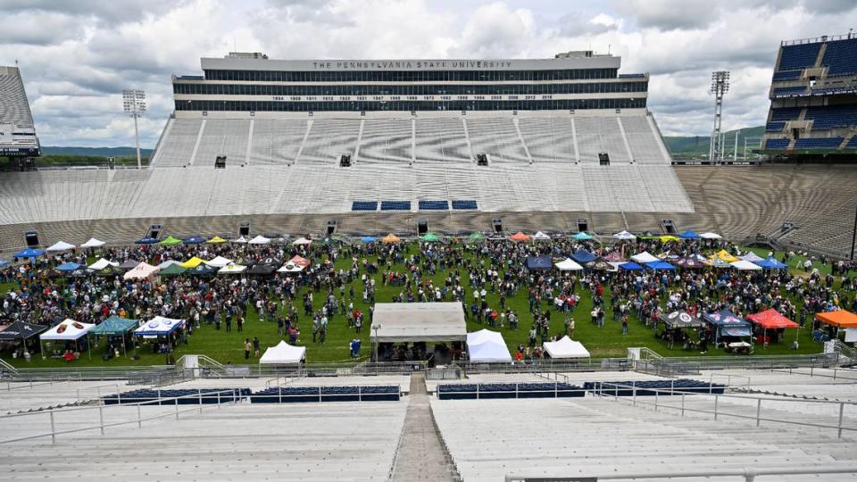 An overview of the Hoppy Valley Brewers Fest at Penn State’s Beaver Stadium on Saturday. About 3,000 people attended, according to organizers. Jeff Shomo/For the CDT