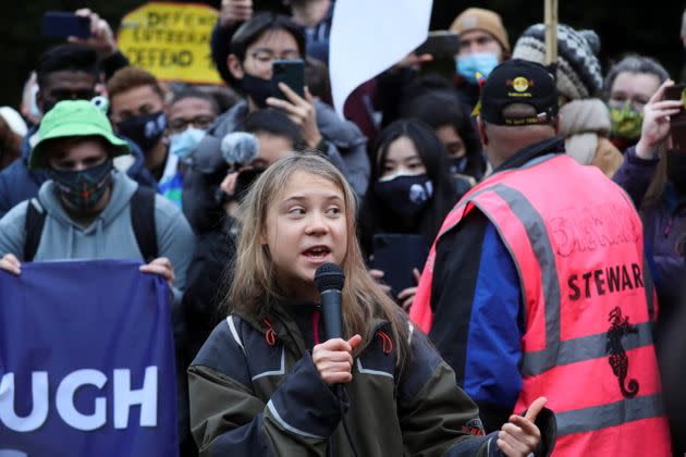 Swedish activist Greta Thunberg speaks at Festival Park as Cop26 takes place in Glasgow. (Photo: Russell Cheyne via Reuters)