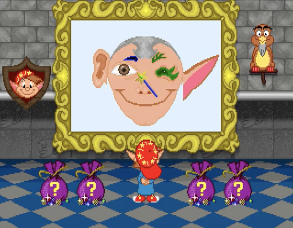 A face on a portrait is magically altered in the Scooter's Magic Castle game