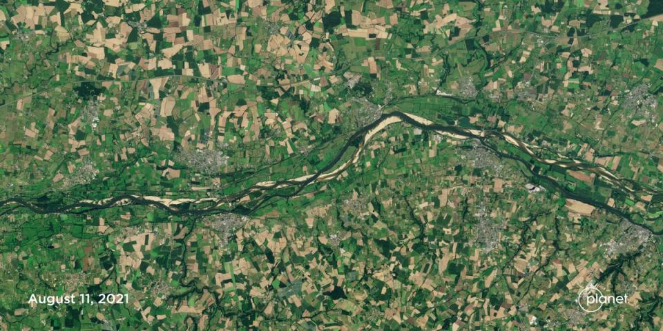 Loire River near Saint-Florent-le-Vieil, France as pictured on 11 August 2021 (Planet Labs PBC)