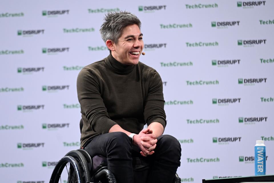 BERLIN, GERMANY - DECEMBER 11: Co-founder & CEO of GoCardless Hiroki Takeuchi speaks on stage at TechCrunch Disrupt Berlin 2019 at Arena Berlin on December 11, 2019 in Berlin, Germany. (Photo by Noam Galai/Getty Images for TechCrunch)
