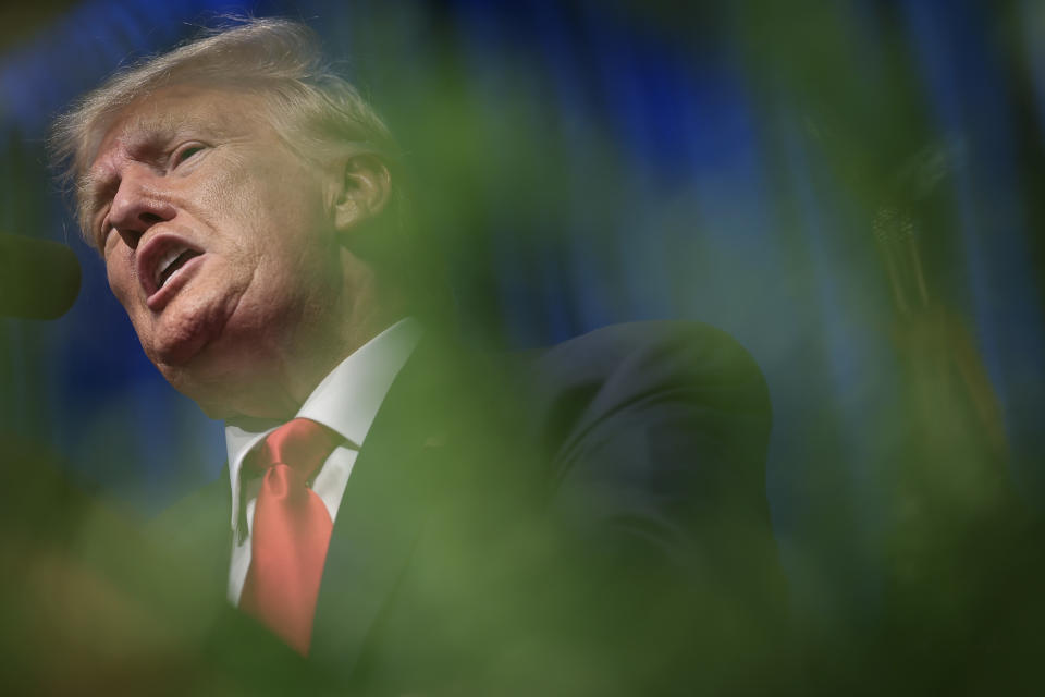 Former President Trump speaks in Greensboro, N.C., on Saturday. (Win McNamee/Getty Images)