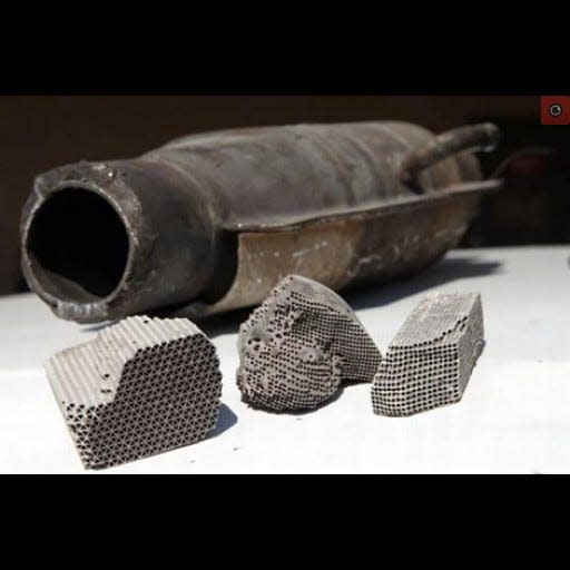 This is examples of the precious metals that are found in catalytic converters that make the auto part attractive to thieves.