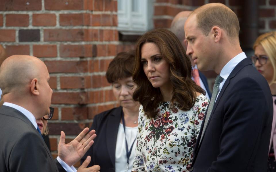 The Duke and Duchess of Cambridge are given an introduction to the history of the former Nazi concentration camp - Credit: JULIAN SIMMONDS for The Telegraph