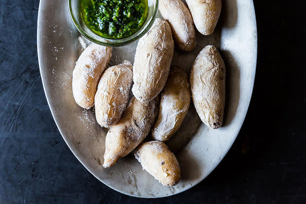 Salt Crusted Potatoes with Cilantro Mojo