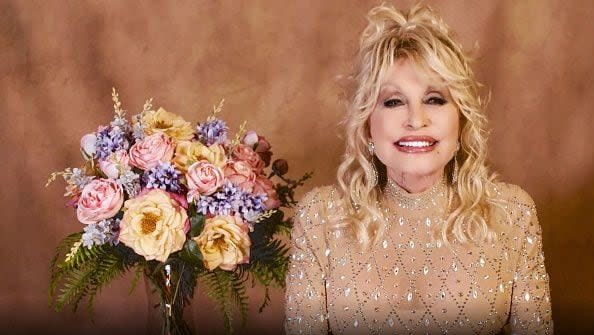 In this screengrab released on April 18, Dolly Parton speaks at the 56th Academy of Country Music Awards on April 18, 2021 in Nashville, Tennessee. (Photo by Getty Images/Getty Images for ACM)