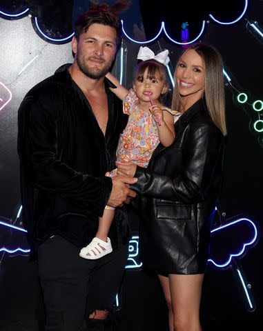 <p>Gabe Ginsberg/Getty Images</p> Brock Davies, Scheana Shay and their daughter Summer Moon