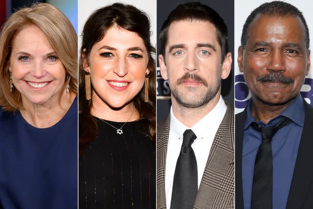 Roy Rochlin/Getty; Rodin Eckenroth/Getty; Jason Kempin/Getty; John Lamparski/WireImage From left: 'Jeopardy!' guest hosts Katie Couric, Mayim Bialik, Aaron Rodgers and Bill Whitaker