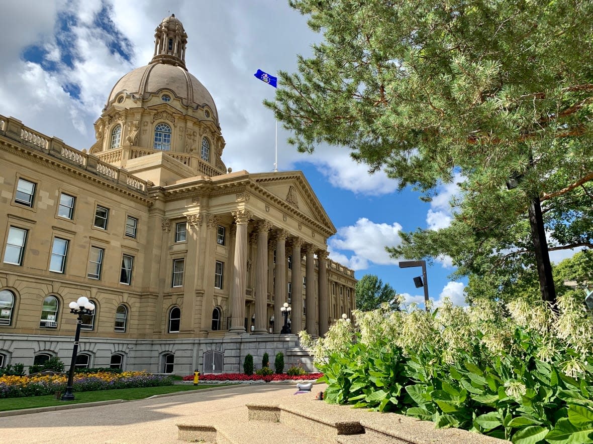 The grounds of the Alberta Legislature. The UCP member for Camrose is apologizing for her role in judging a controversial essay that won third place in a contest. (Adrienne Lamb/CBC - image credit)