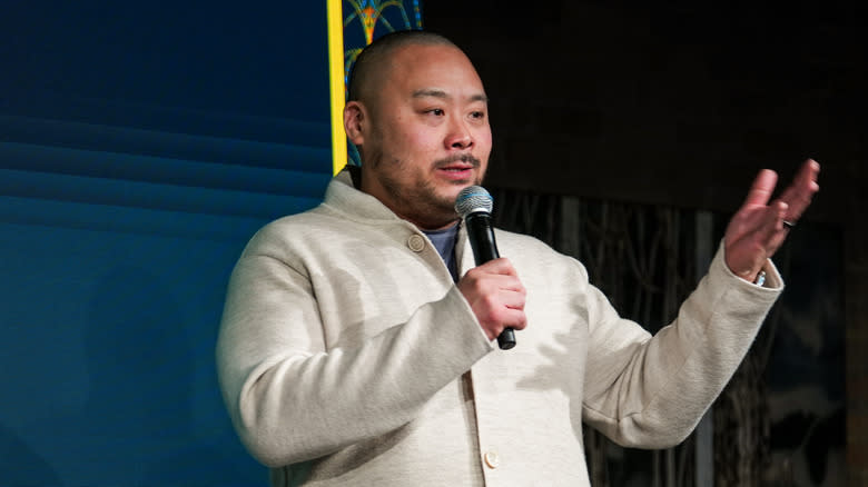 David Chang talking into mic