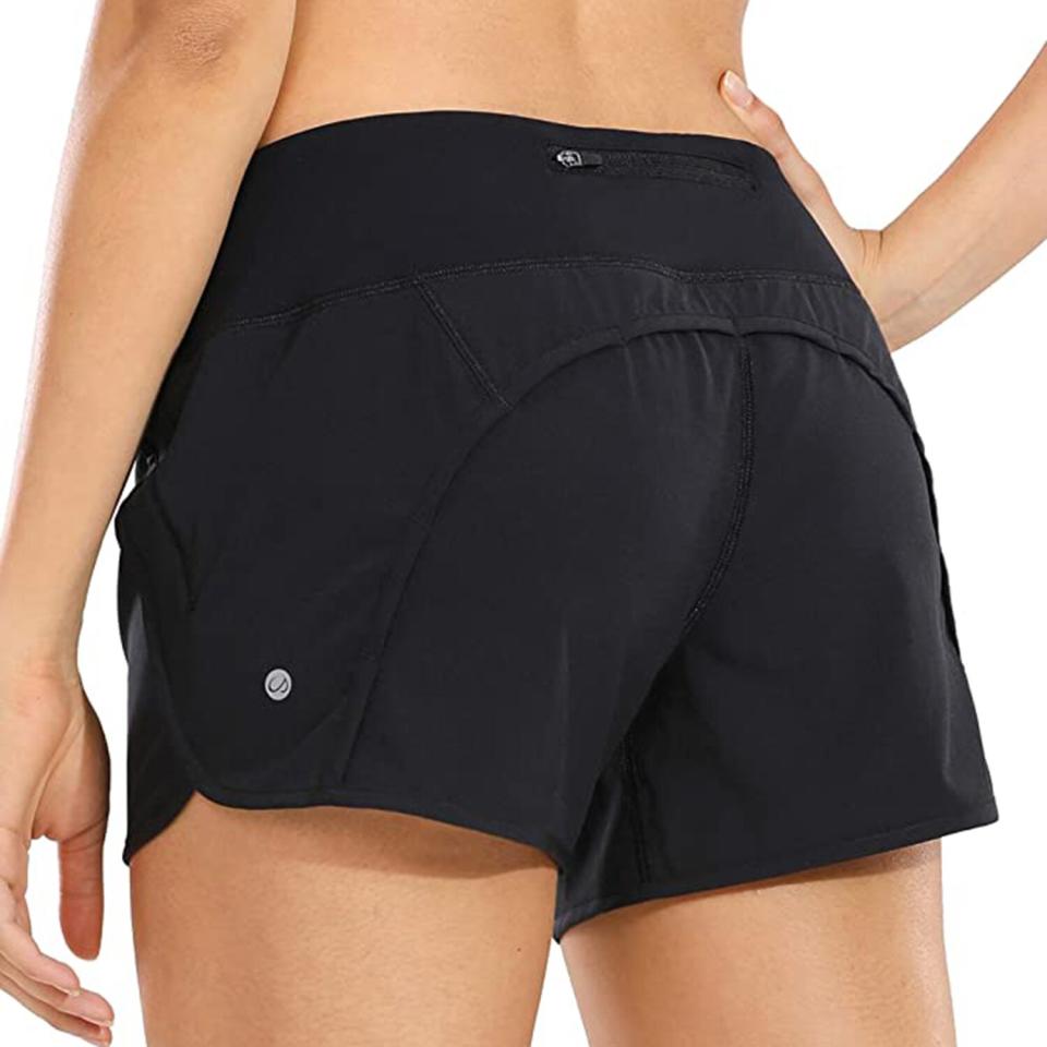 CRZ YOGA Women's Quick-Dry Athletic Sports Running Workout Shorts with Zip Pocket