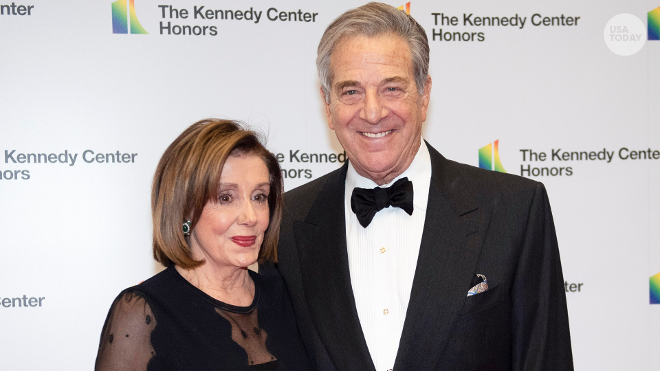 Speaker of the House Nancy Pelosi, D-Calif., and her husband, Paul Pelosi, arrive at the State Department for the Kennedy Center Honors State Department Dinner, on Dec. 7, 2019, in Washington.