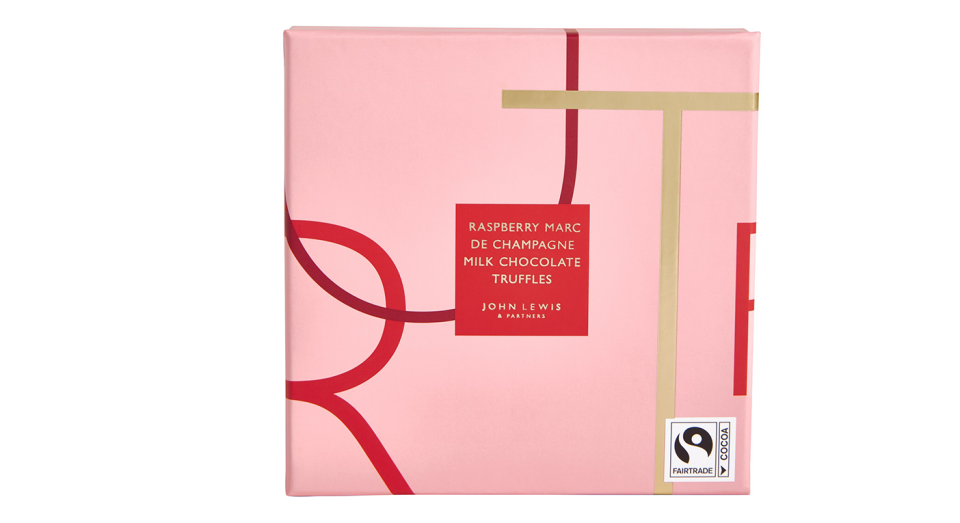 John Lewis & Partners 9 Raspberry Marc de Champagne Milk Chocolate Truffles | £8