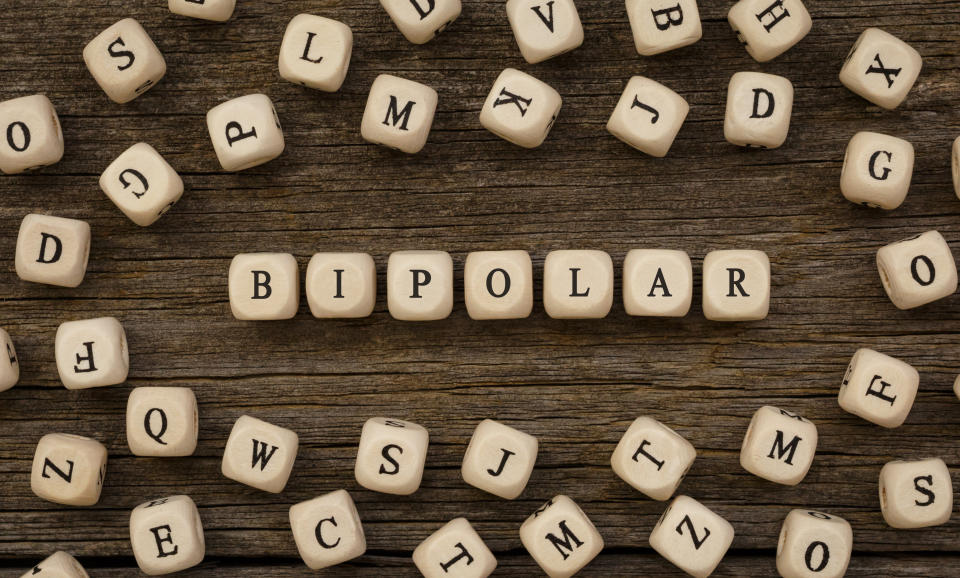 Word BIPOLAR written on wood block,stock image