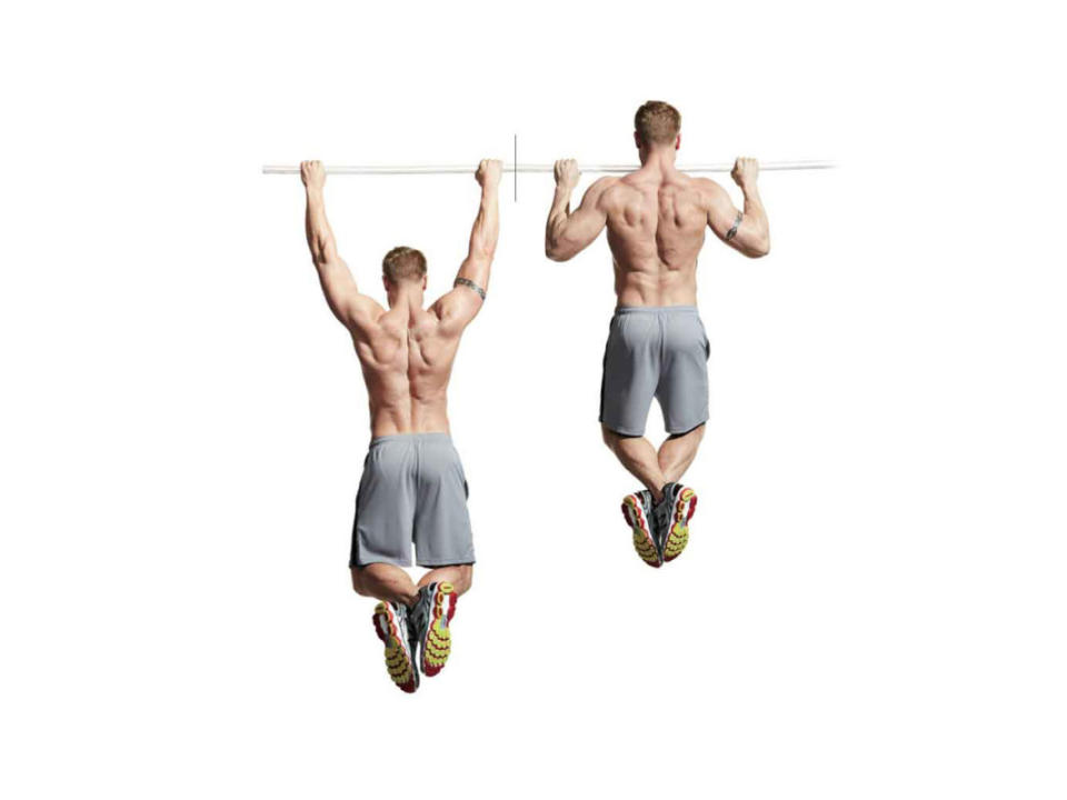 How to do it:<p>Perform exercise as a massive superset. Rest 3 minutes, then repeat.</p><ol><li><strong>Pushup</strong> (10-15 reps)</li><li><strong>Pullup</strong> (in doorframe, as many reps as possible)</li><li><strong>Plank </strong>(60 seconds)</li><li><strong>Renegade Row</strong> (10 reps)</li></ol><p><strong>Repeat 5 times</strong></p>