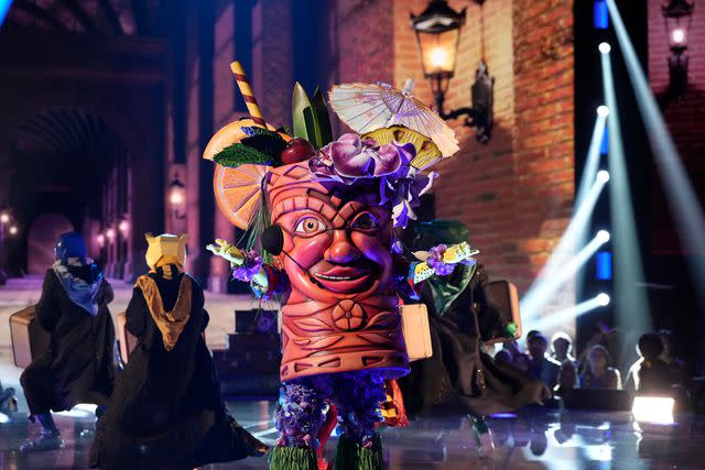 <p>Michael Becker / FOX</p> Sebastian Bach performing as Tiki on 'The Masked Singer.'