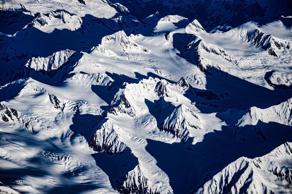 Aerial view of snowy Himalayan mountains