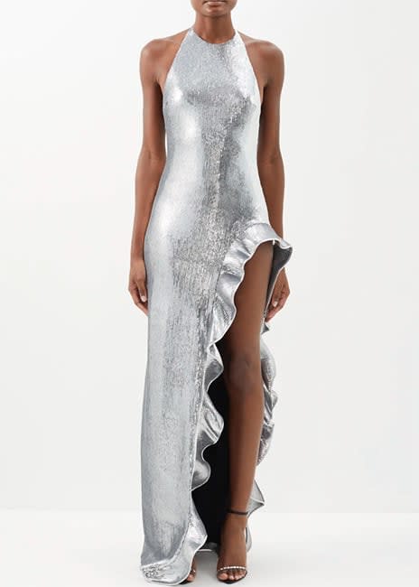 david koma silver sequin dress