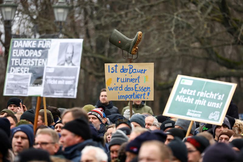 FILE PHOTO: German farmers protest with tractors against the planned cut of vehicle tax subsidies in Berlin