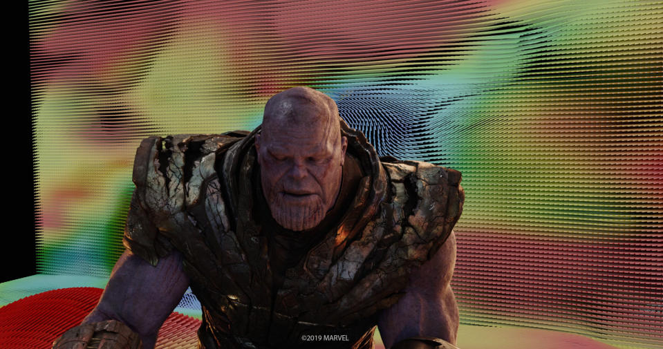 Here's how Thanos looked in Weta Digital's computers before the background was added (Photo: Marvel)