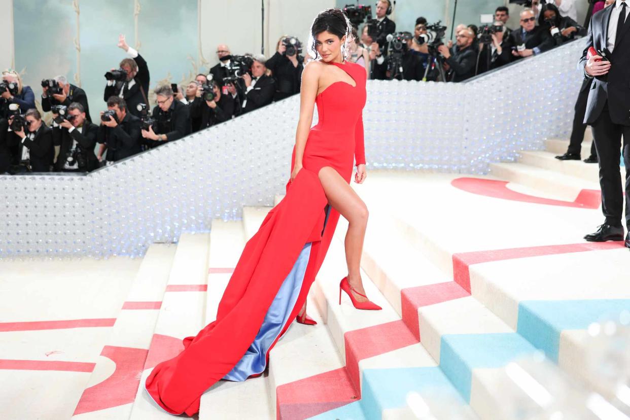 <p>Christopher Polk/WWD via Getty</p> Kylie Jenner at the 2023 Met Gala