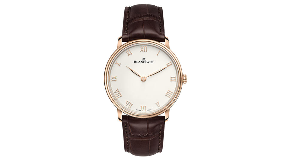 The Blancpain Villeret Ultraplate watch in red gold