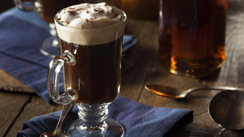 prepared Irish coffee cocktail