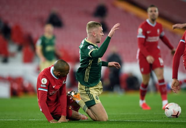 Fabinho's challenge on Oli McBurnie saw Sheffield United awarded a penalty 