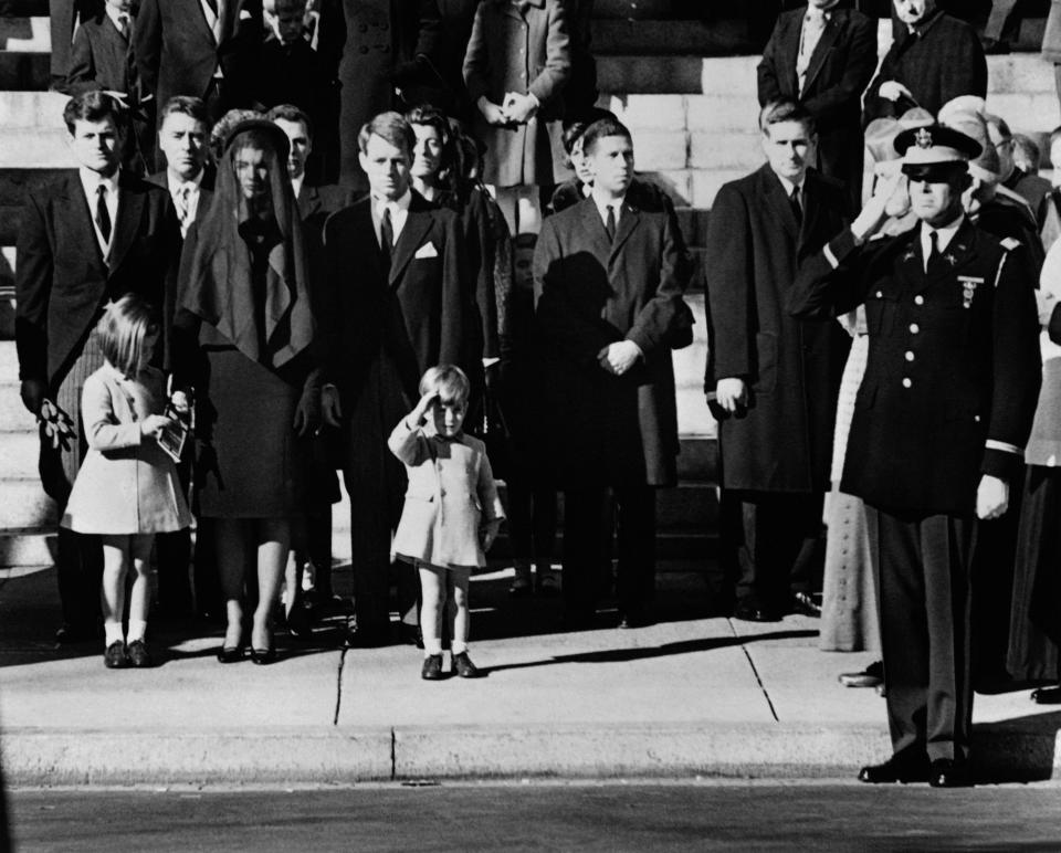 A young John F. Kennedy Jr. salutes his father's funeral procession on Nov. 25, 1963, in Washington D.C. / Credit: Keystone-France/Gamma-Keystone via Getty Images