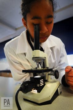 <span class="caption">Girls should feel that science class is a natural environment.</span> <span class="attribution"><a class="link " href="https://www.paimages.co.uk/image-details/2.22213087" rel="nofollow noopener" target="_blank" data-ylk="slk:PA;elm:context_link;itc:0;sec:content-canvas">PA</a>, <a class="link " href="http://creativecommons.org/licenses/by-sa/4.0/" rel="nofollow noopener" target="_blank" data-ylk="slk:CC BY-SA;elm:context_link;itc:0;sec:content-canvas">CC BY-SA</a></span>