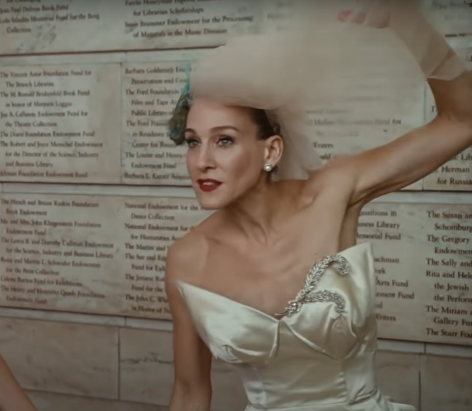 Carrie in her wedding dress in "Sex and the City"