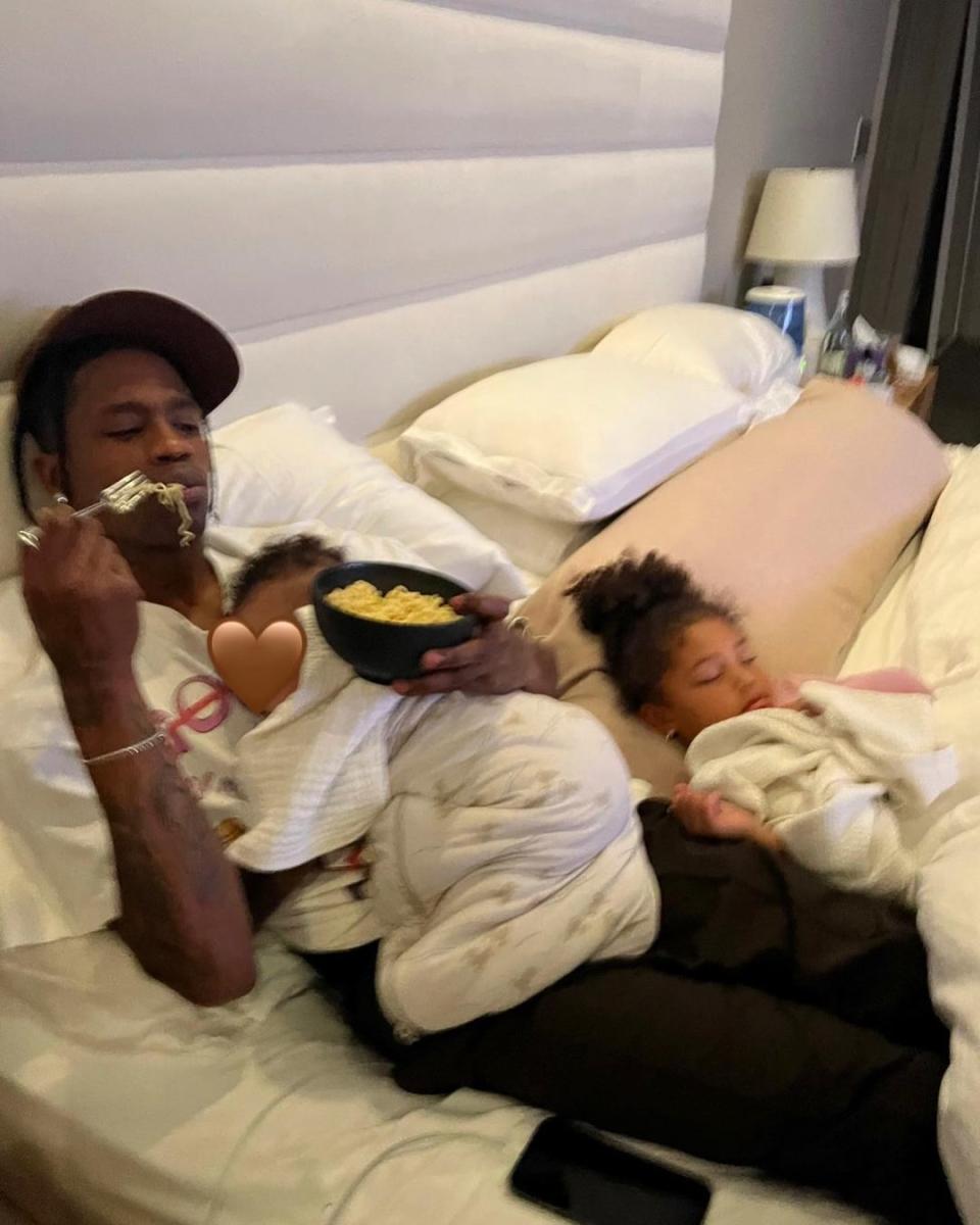 Kylie Jenner shares a picture of Travis Scott spending time with his kids on Father's Day. (kimkardashian via Instagram)