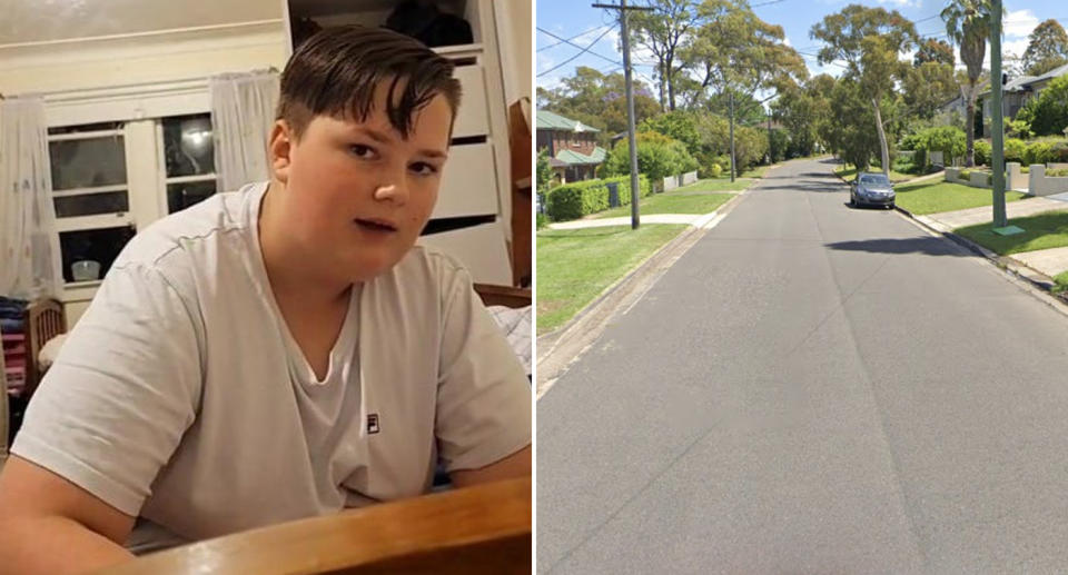 Douglas Melville, 13, and Bolwarra Avenue, West Pymble are pictured.