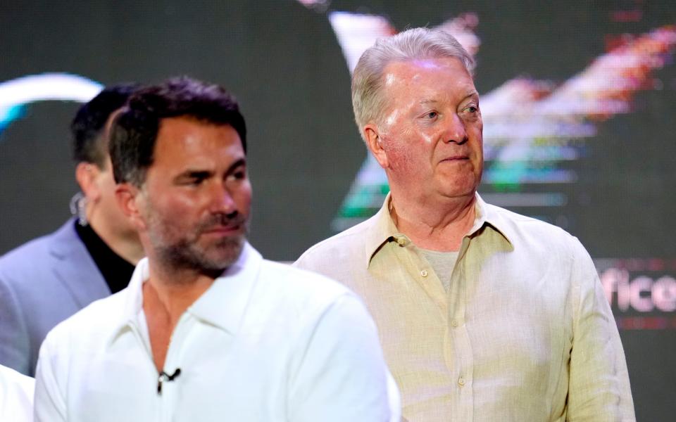 Promoters Eddie Hearn and Frank Warren (right) during a weigh-in at BLVD City Music World, Riyadh. The IBF, WBA, WBC and WBO heavyweight title fight between Tyson Fury v Oleksandr Usyk will take place on Saturday 18th May