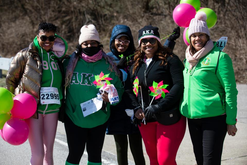 The Heart Mini Marathon happens Sunday in Downtown. Pictured: Members of the Alpha Kappa Alpha Sorority took part in the 5K Heart Walk along Columbia Parkway in 2022. The 5K was part of The American Heart Association's Heart Mini-Marathon and Walk. From left are Ki-Afi Ra Moyo, Marvette Walker, Jamila Maddox Lane, Tangela Stephens and Beth McNeill.